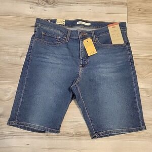 Levi's Shaping Bermuda Shorts Womens 32 Blue Denim Jean NEW